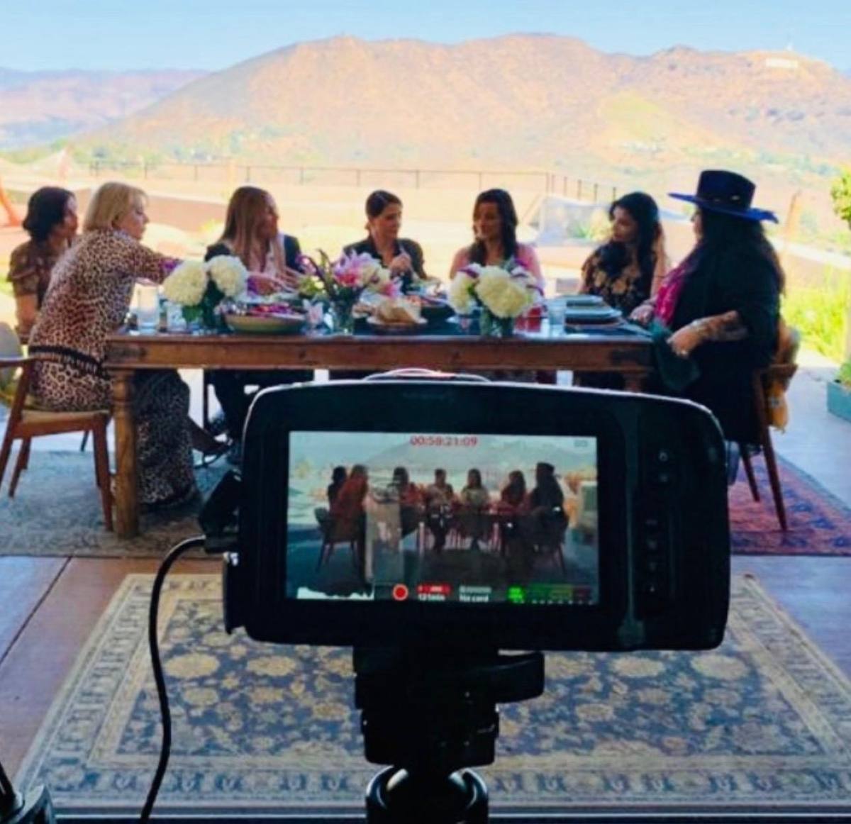On set in the Hollywood Hills